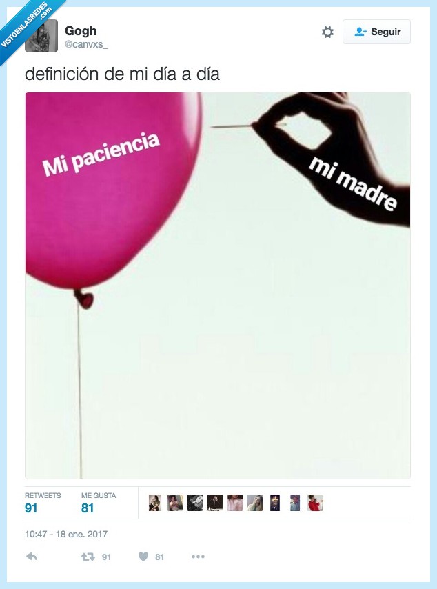 paciencia,madre,pinchar,globo