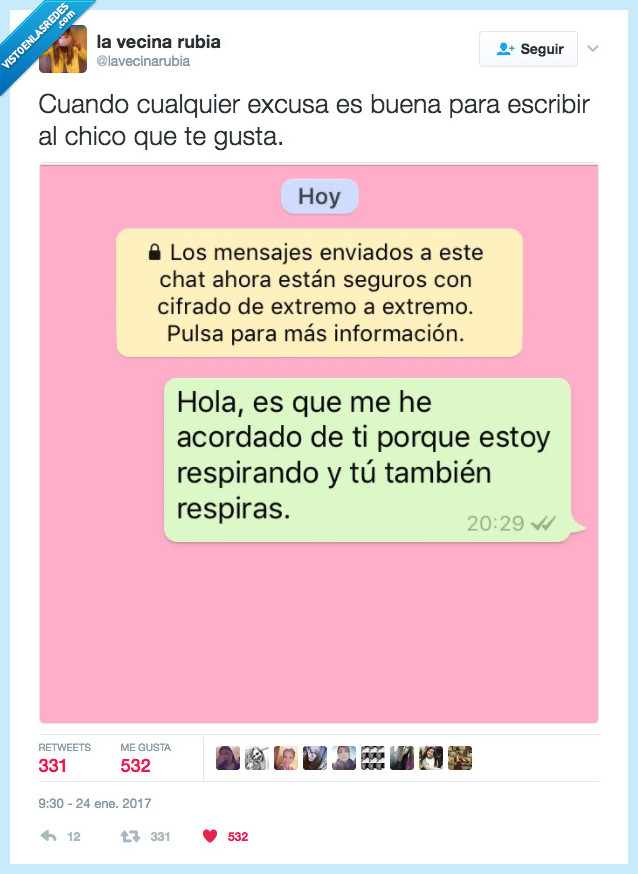 vecina rubia,conversación,whatsapp,excusa