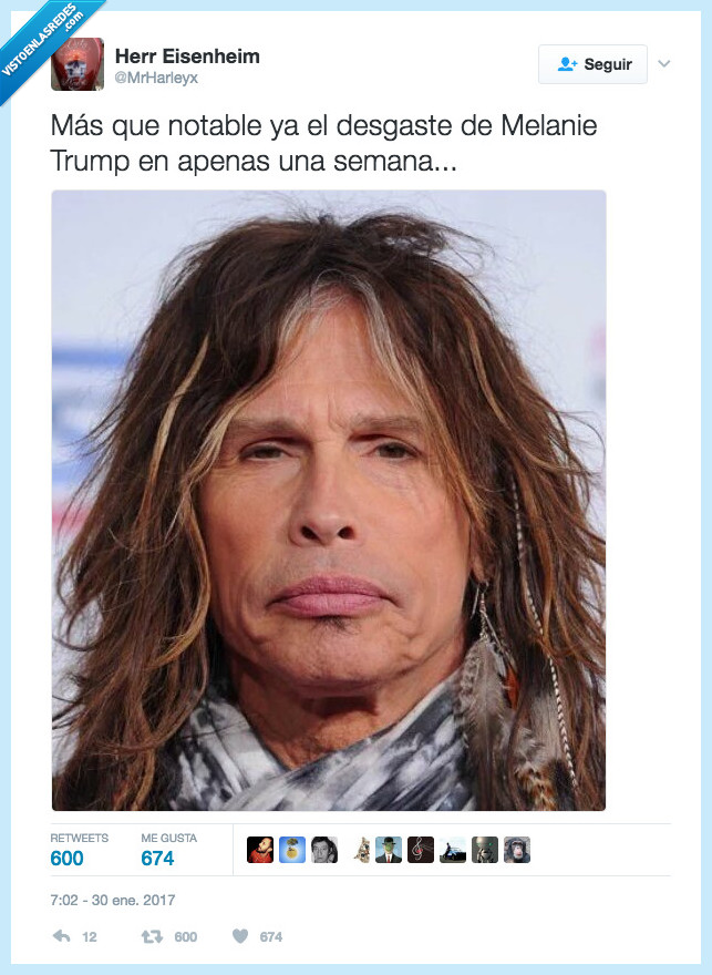 aerosmith,melania trump. desmejorar