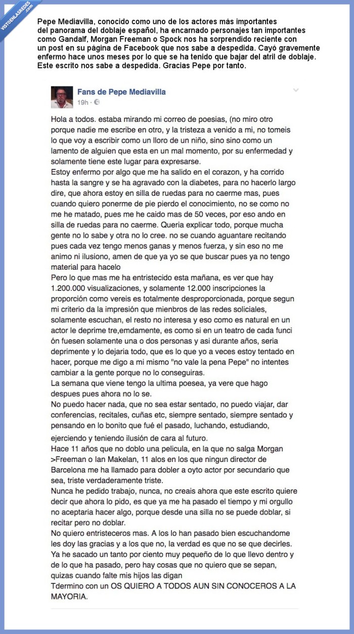 Pepe Mediavilla,gandalf,spock,morgan freeman,despedida