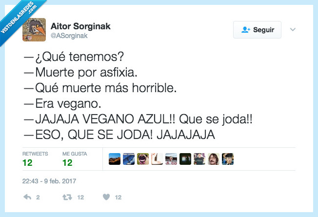 vegano,azul,muere