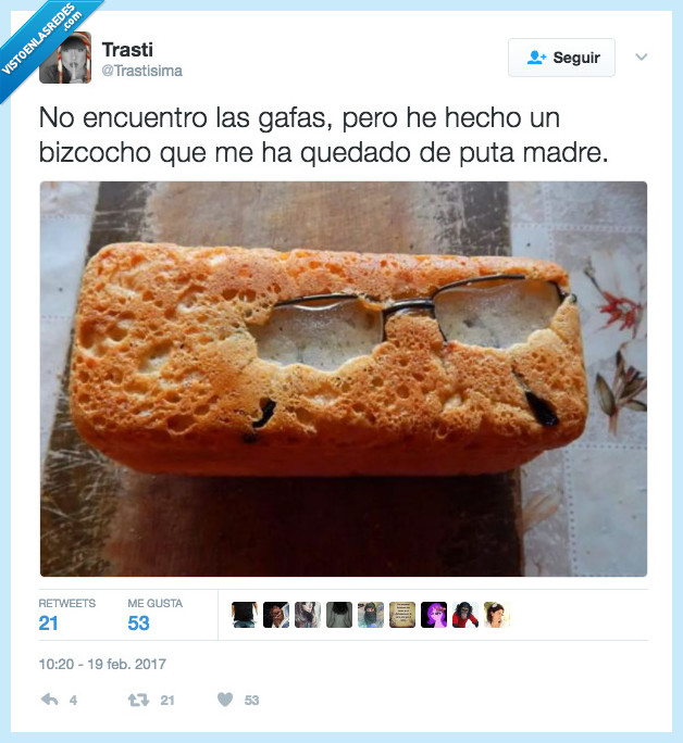 bizcocho,gafa,torpe