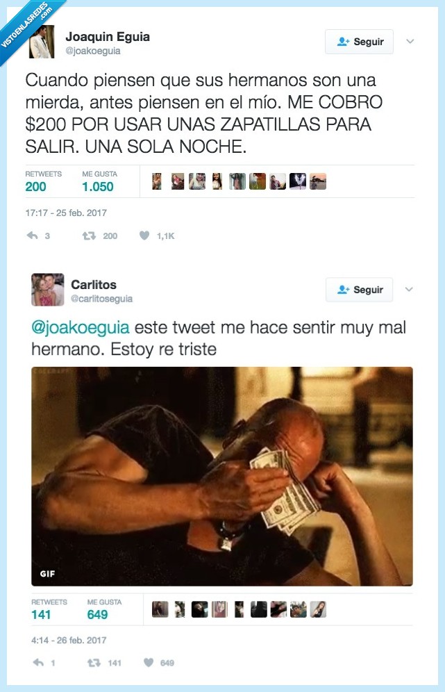 hermano,cobrar,tweet,dinero