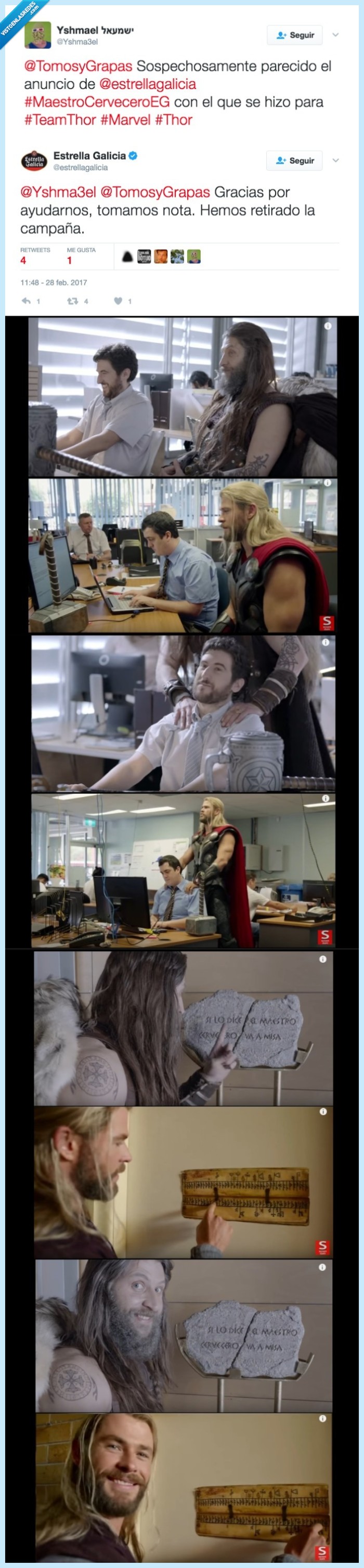 Thor,estrella galicia,pillada,plagio
