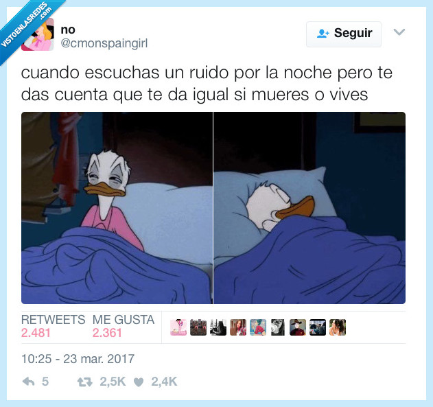 pato,donald,noche,escuchar,ruido