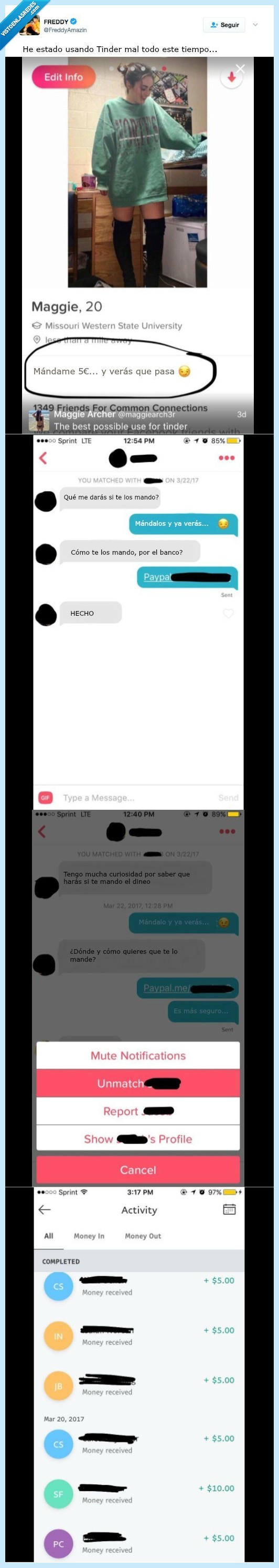 Tinder,sorpresa,estafa