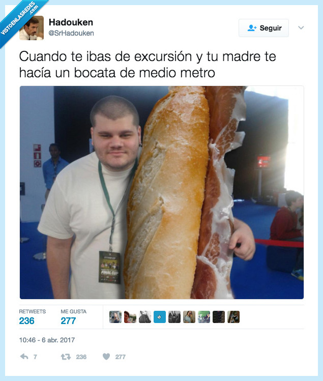 bocadillo,jamón,medio,metro