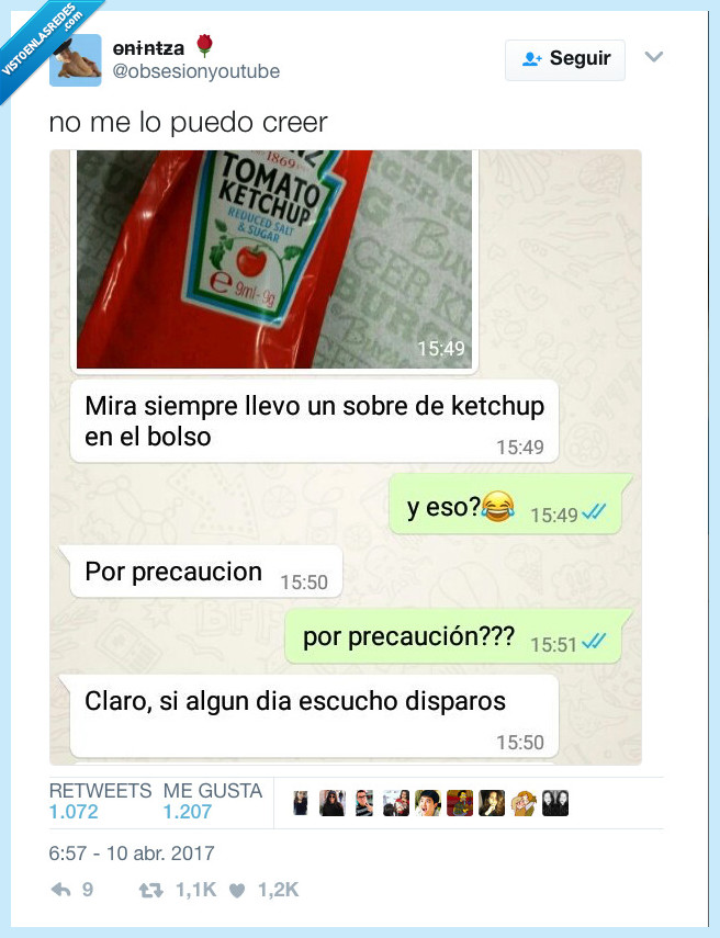 464400 - El motivo surrealista por el cua llevar un sobre de ketchup es seguro, por @obsesiónyoutu