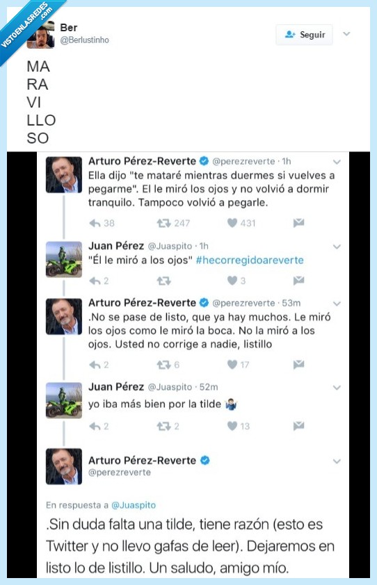 arturo perez reverte,ortografía,tilde,razón