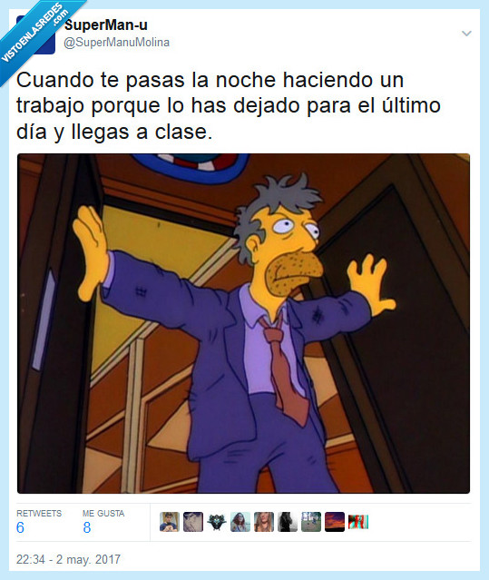 los simpsons,skinner,noche,trabajo,clase
