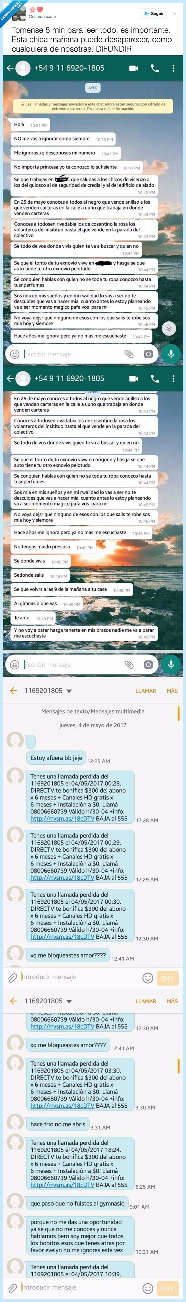mensaje,acosador,miedo