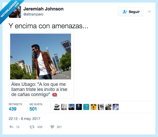 Álex Úbago,amenaza,cañas