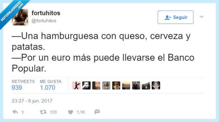 Banco popular,Un euro,McDonalds,Hamburguesa