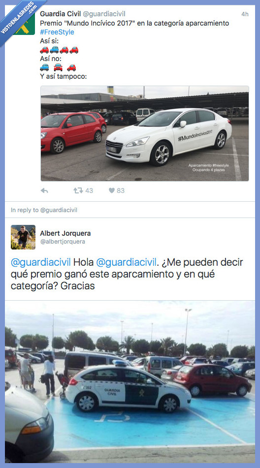 Guardia Civil,zasca,aparcamiento,incivico,parking