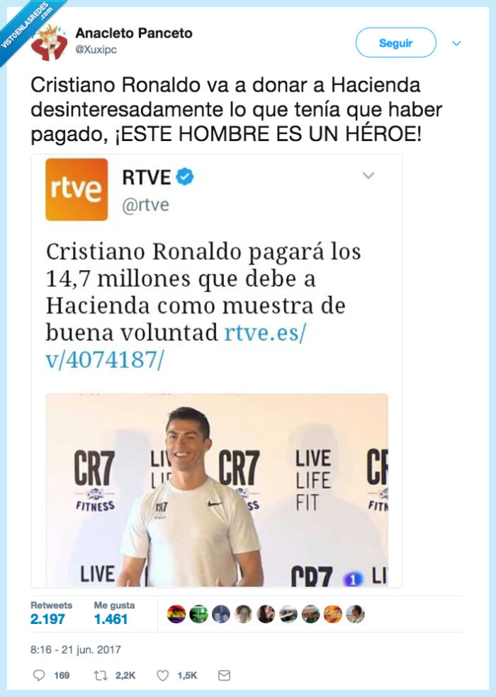 cristiano,hacienda,desnteresado