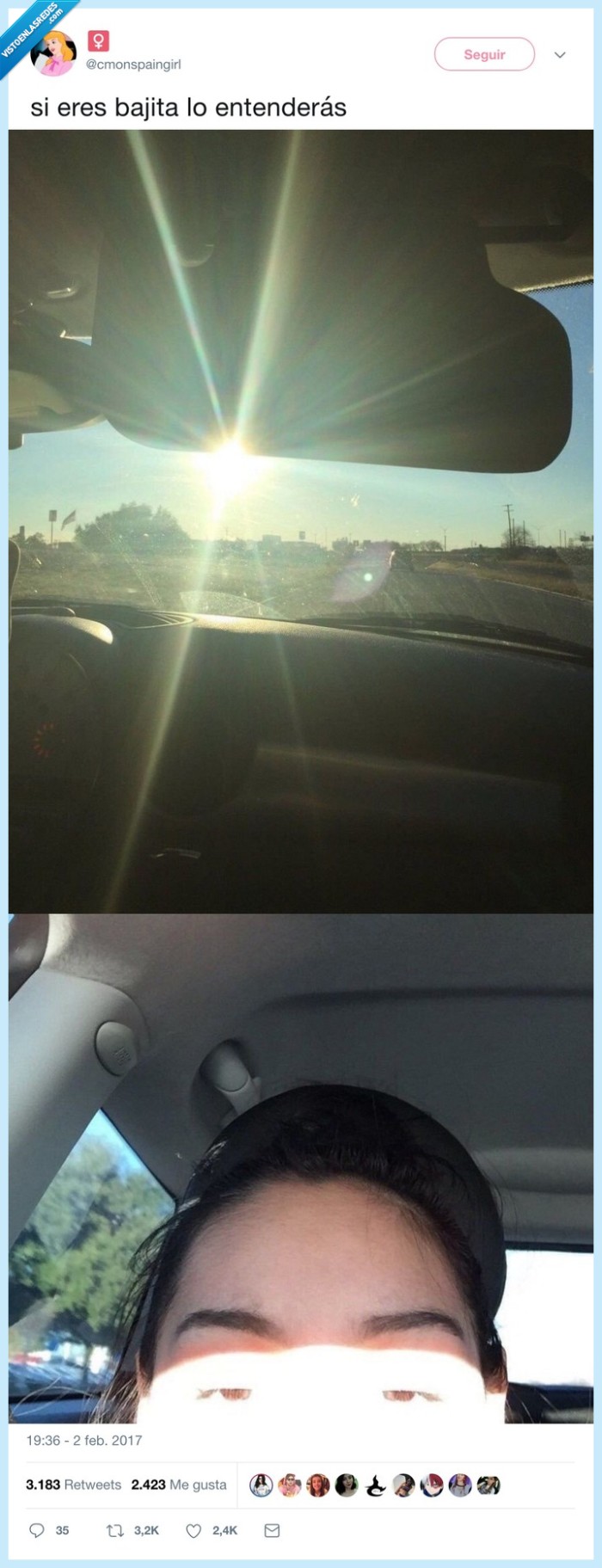 bajita,sol,molestar,ojos