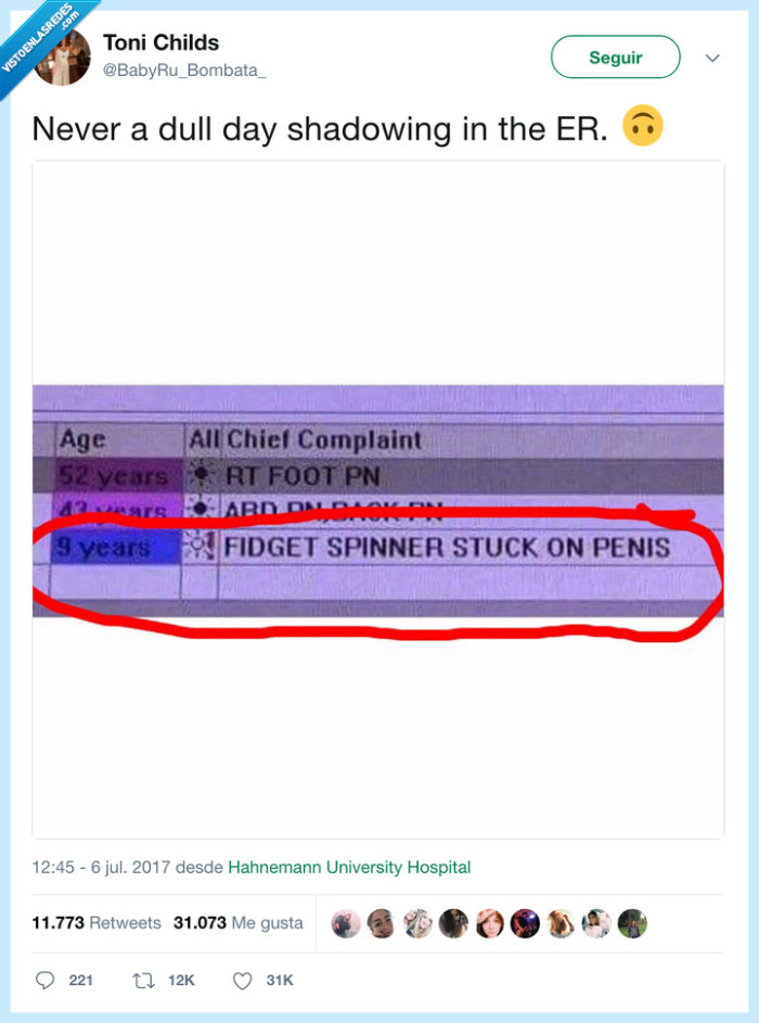 fidget spinner,miembro,atascado