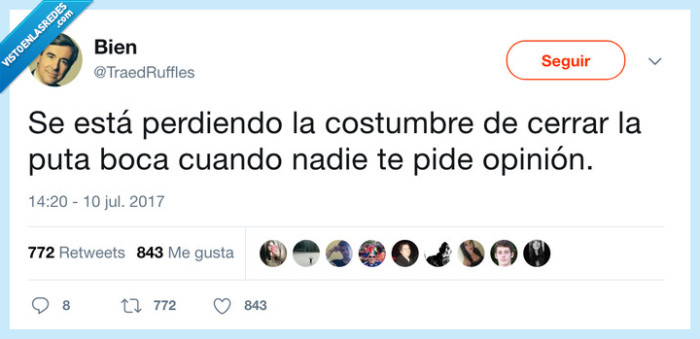 costumbre,cerrar boca