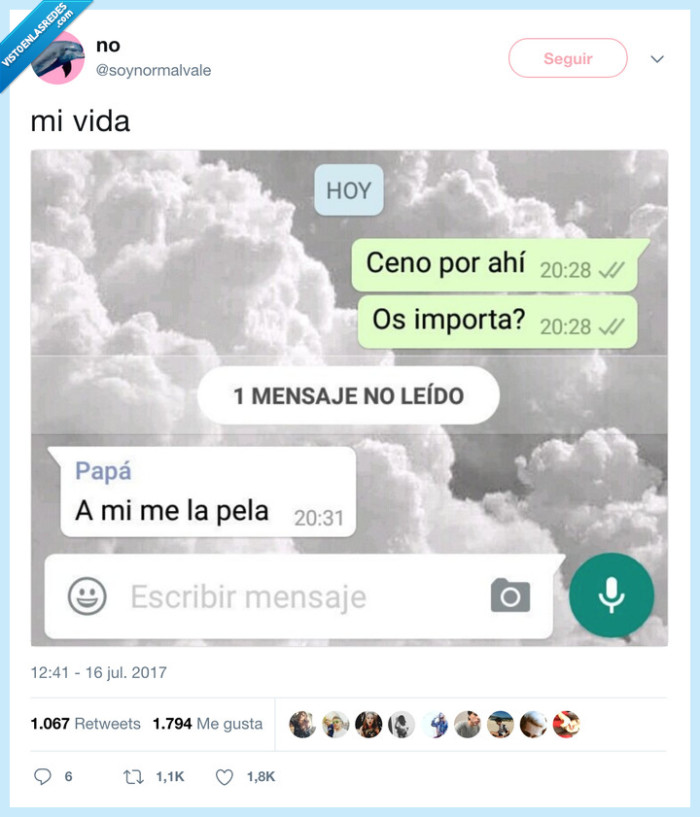 padre,pasota,cenar,me la pela