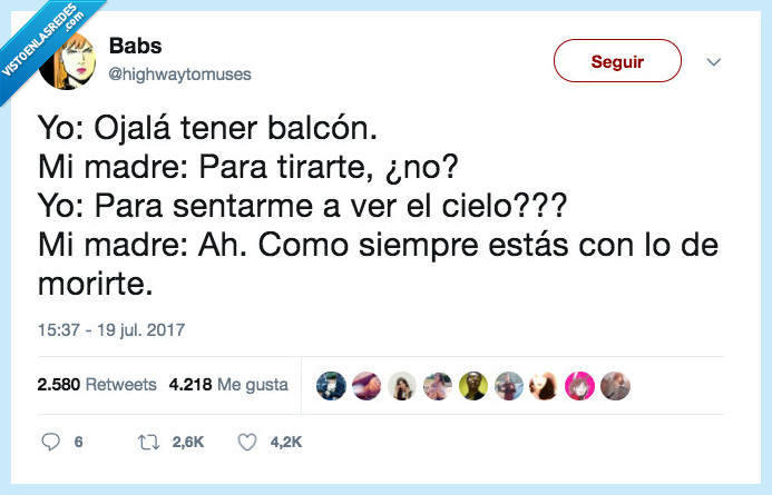 "haber si me muero",meme,balcón,madre