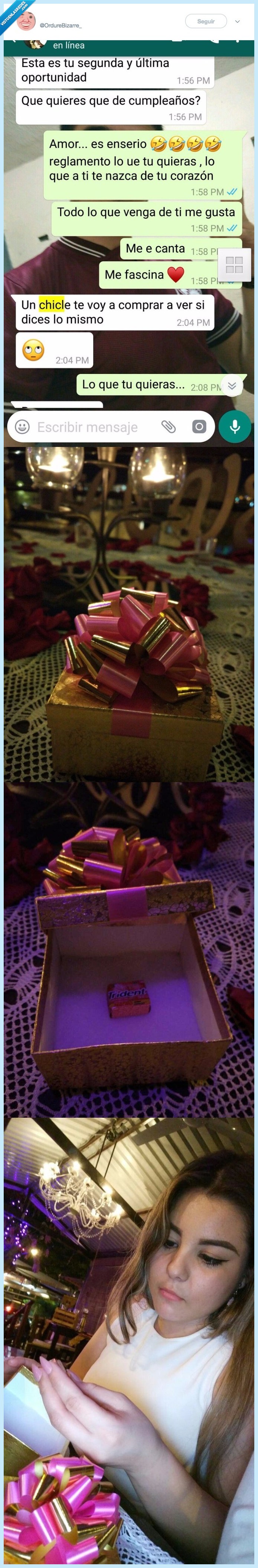 pedir,hacer,regalo,cabrear