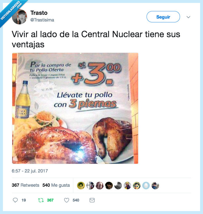 pollo,3 piernas,central nuclear