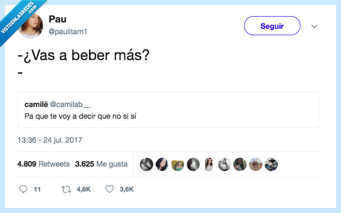 beber,más,decir,sí o no