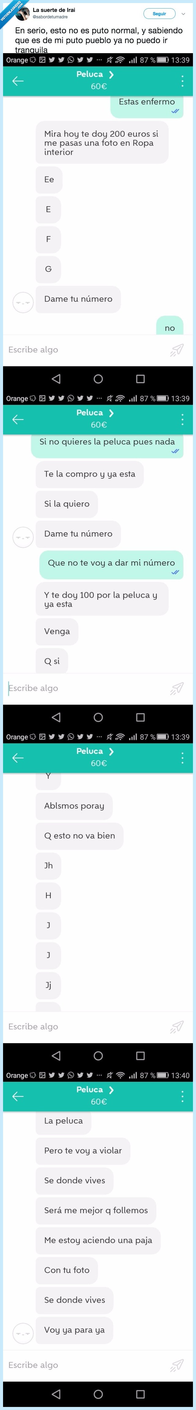 wallapop,hablar,char,acosar,asco