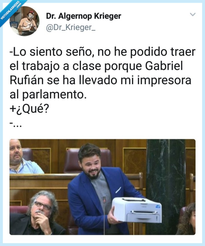 Gabriel Rufian,impresora,parlamento