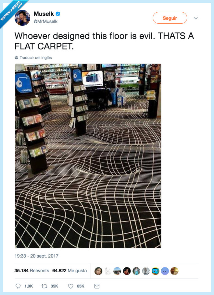 474466 - Hay que ser un genio y ser muy malo para diseñar una moqueta así, por @mrmuselk