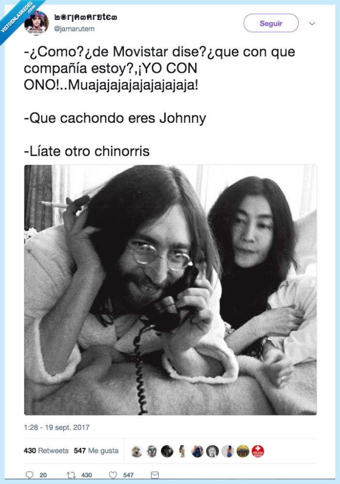 yoko ono,john lennon,factura teléfono,chinorris