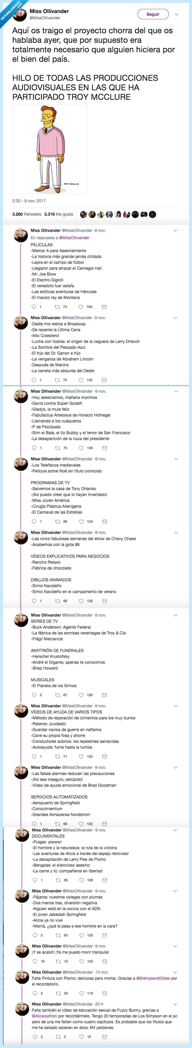 troi mcclure,oroducciones,hilo