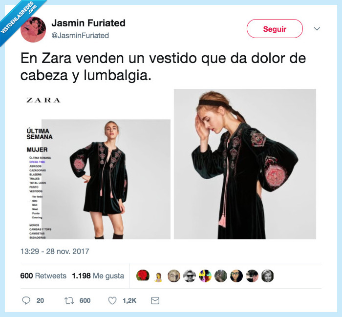 dolor,vestido,cabeza,lumbalgia,zara