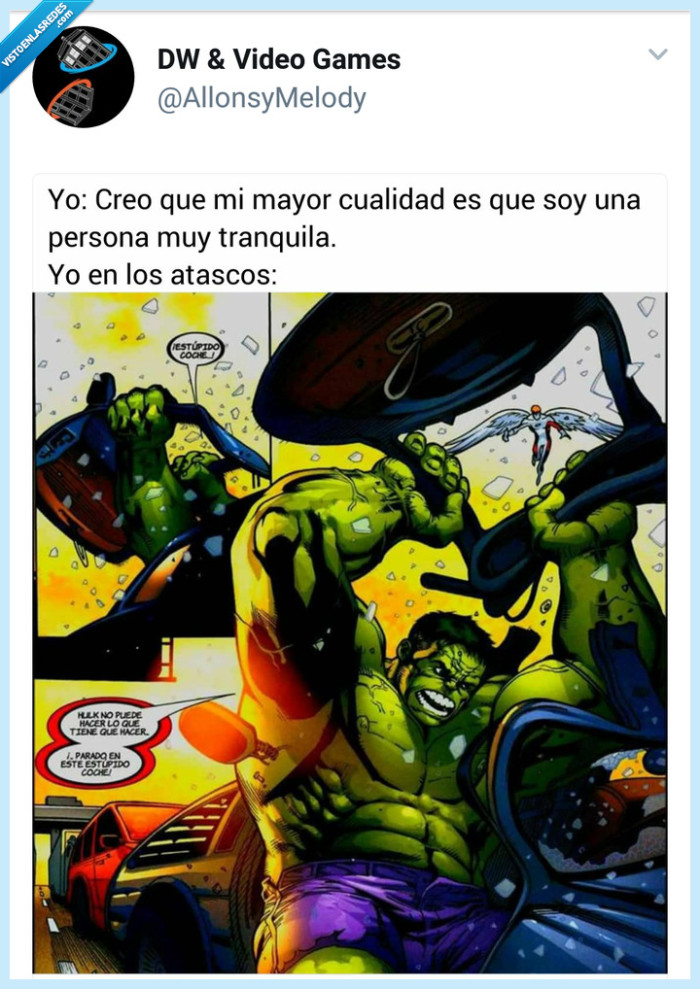 Hulk,se convierte por qué está en un atasco,furioso,cómic