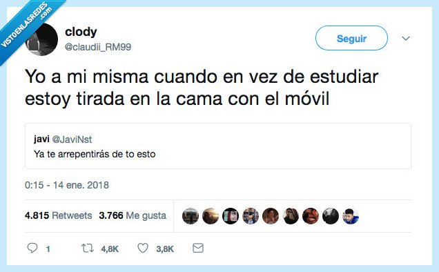 estudiar,cama,tirar,móvil