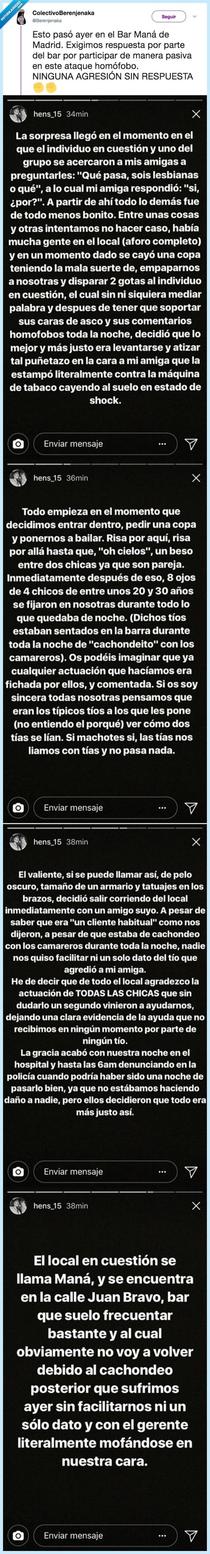 pasar,ayer,sufrir,agresión