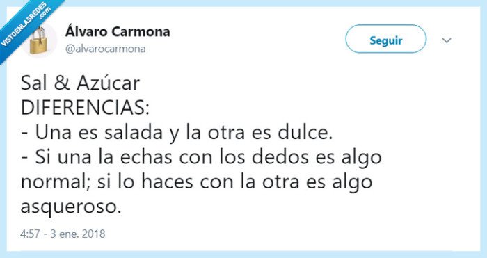 azucar,sal,sugar,salt,Alvaro Carmona,humor,LOL,risas,AJASDASDAS,asqueroso,fastigós,Ozomashīdesu,disgusting,diferencias,salado,dulce,sweet,Amai,bitter