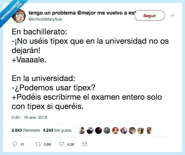 481190 - Bachillerato vs. Universidad, por @ImNotAMarySue