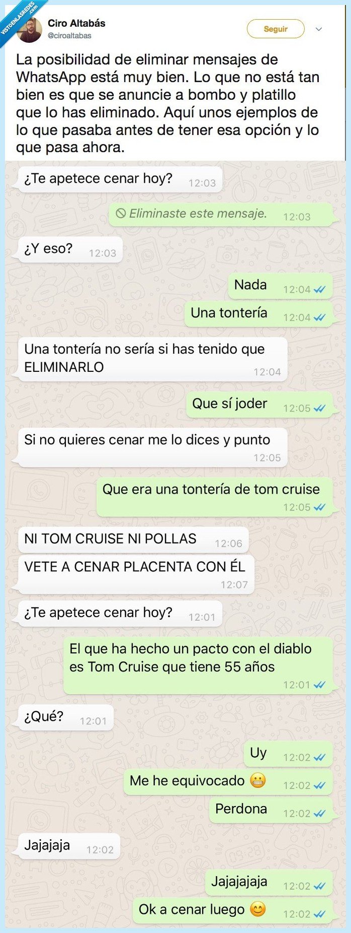 eliminar mensaje,complicar vida