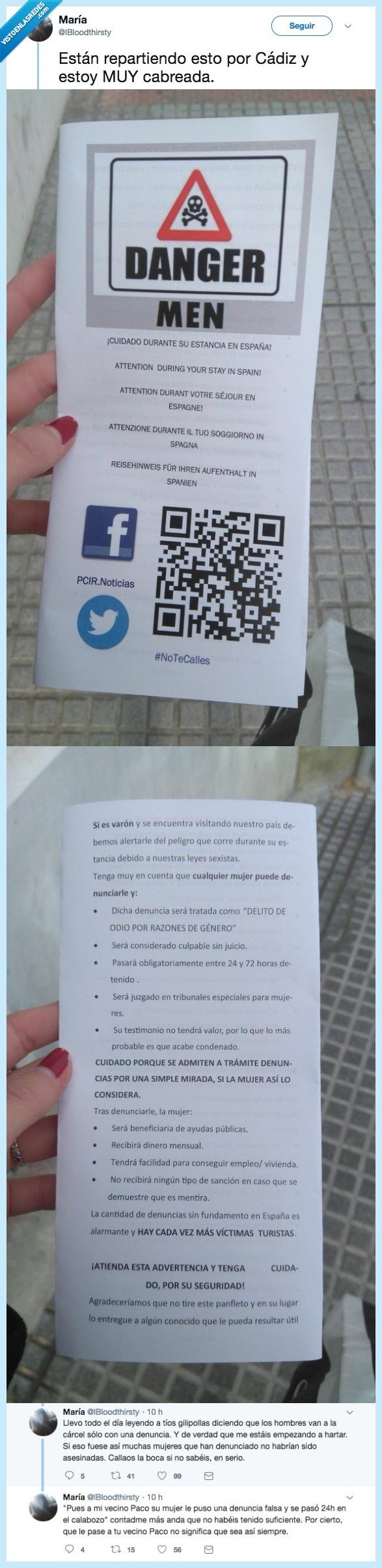 482638 - Reparten estas papeletas por Cádiz advirtiendo a los hombres de las mujeres, por @lBloodthirsty