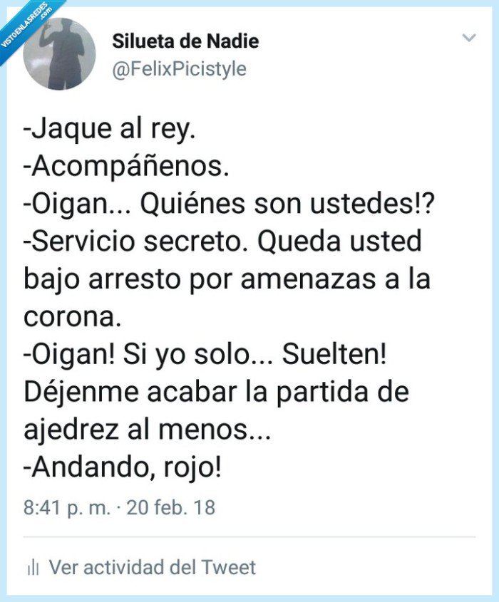 Jaque,rey,detenido,delito,sedición,humor,broma,diálogo