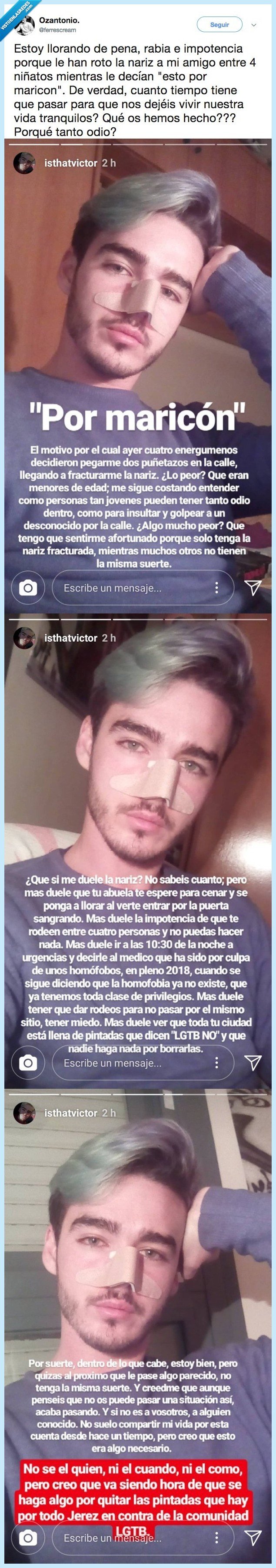 llorar,impotencia,lgtb,homofobia,romper nariz
