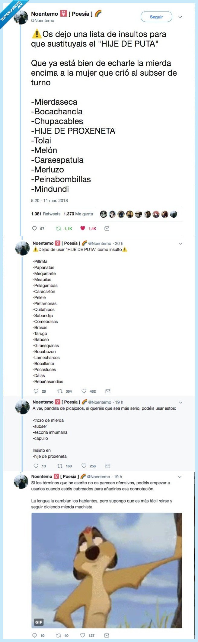 lista,insultos,sustituir