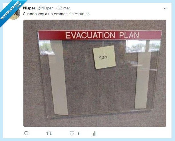 no he estudiado nada,evacuar,0,run,suspender,correr