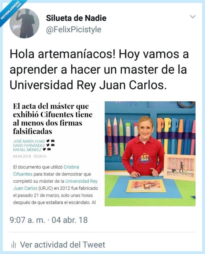 Cifuentes,master,política,corrupción,art attack