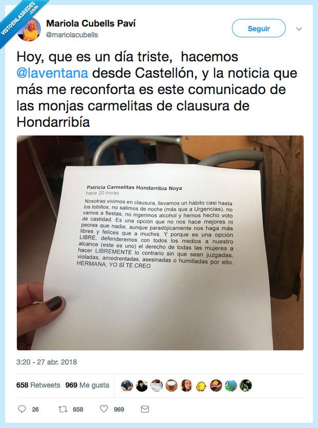 monjas,yo si te creo