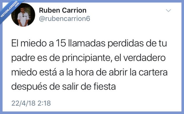 Miedo,dinero,fiesta,llamadas perdidas,twitter