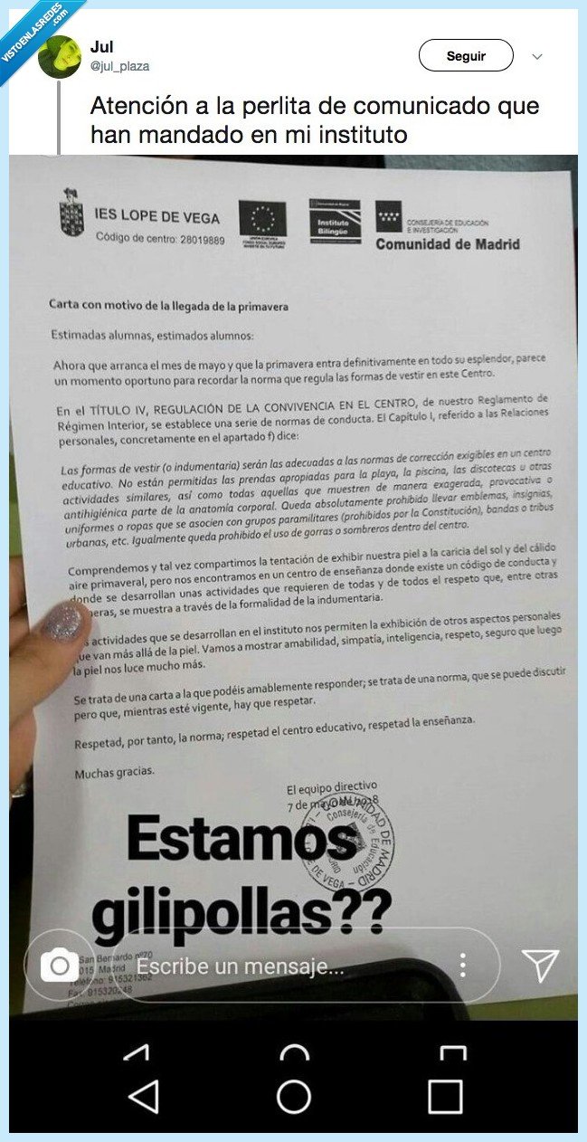 perla,comunicado,instituto