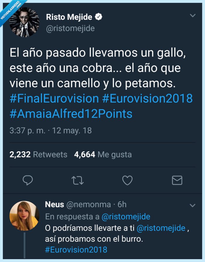 Eurovisión,Risto Mejide,zasca