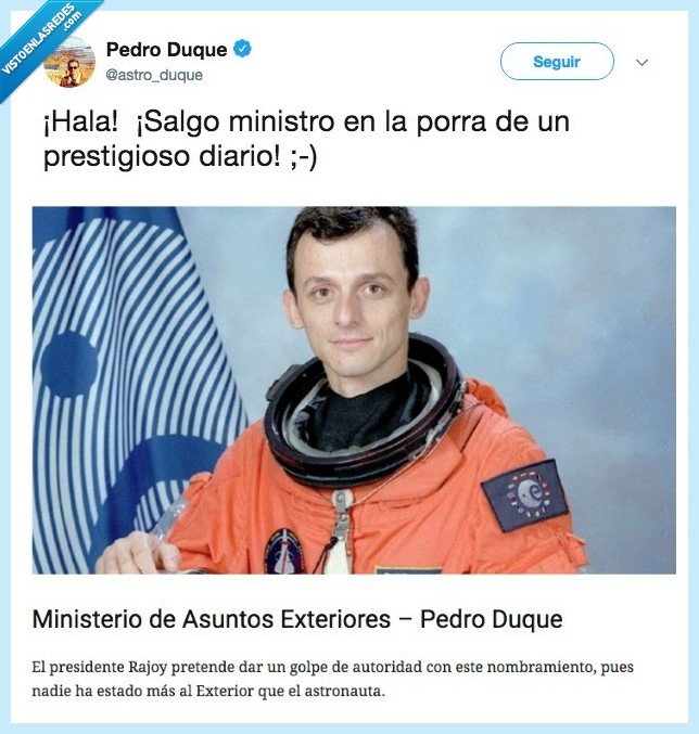 pedro duque,2016,ministro